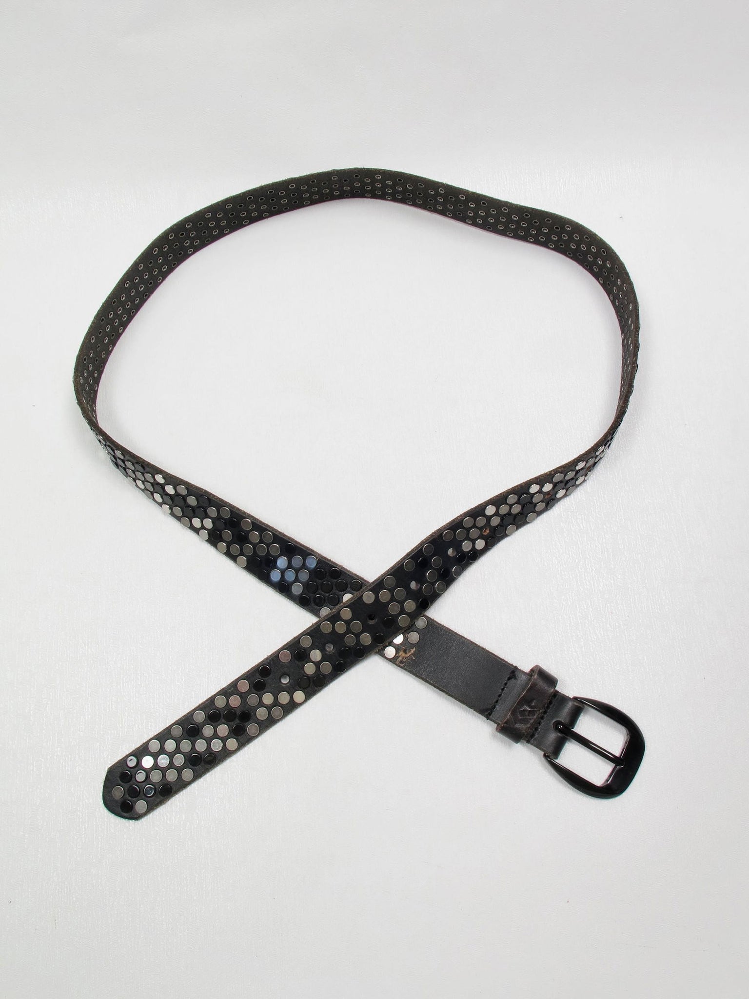 Vintage Black Leather Studded Belt M/L - The Harlequin