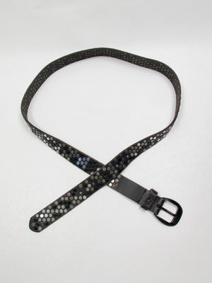 Vintage Black Leather Studded Belt M/L - The Harlequin