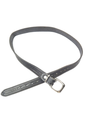 Vintage Black Leather Tooled Belt L - The Harlequin