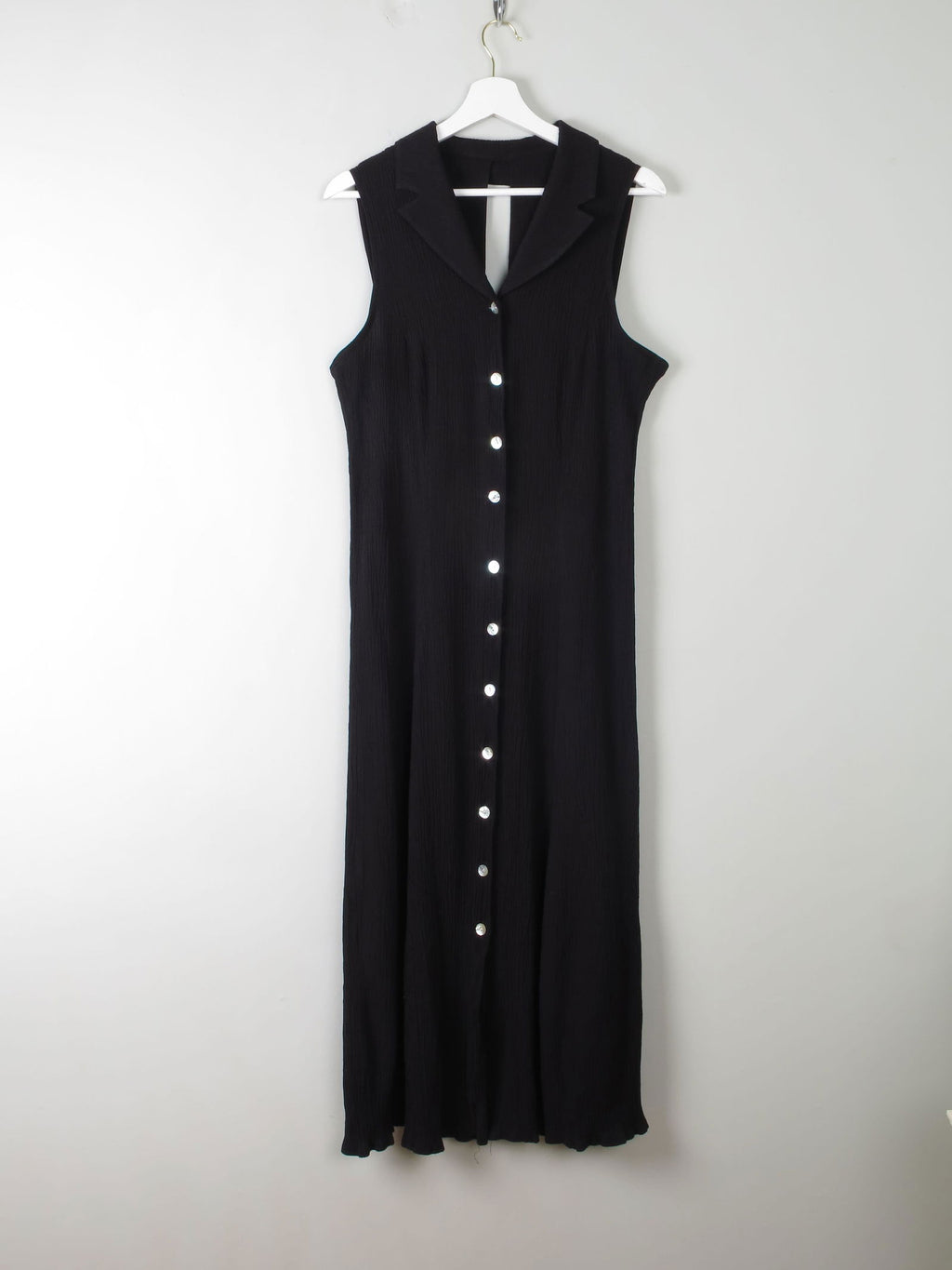 Vintage Black Midi Dress Button Down 12/14 - The Harlequin