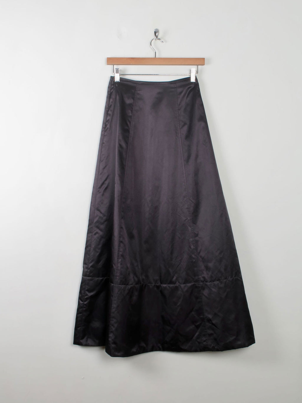 Vintage Black Satin Full Skirt 25"W - The Harlequin