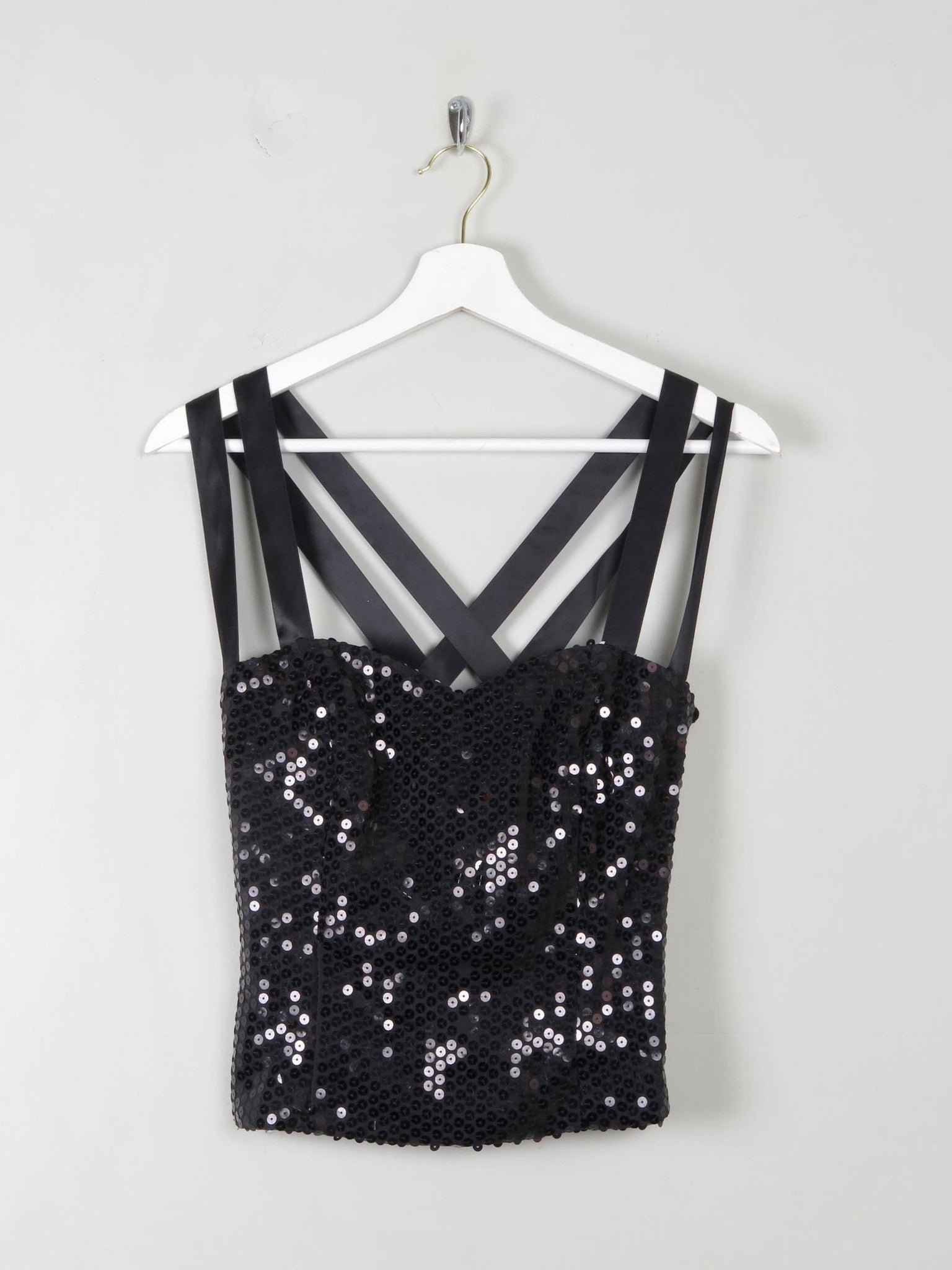 Vintage Black Sequin Corset XS - The Harlequin