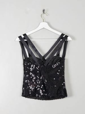 Vintage Black Sequin Corset XS - The Harlequin