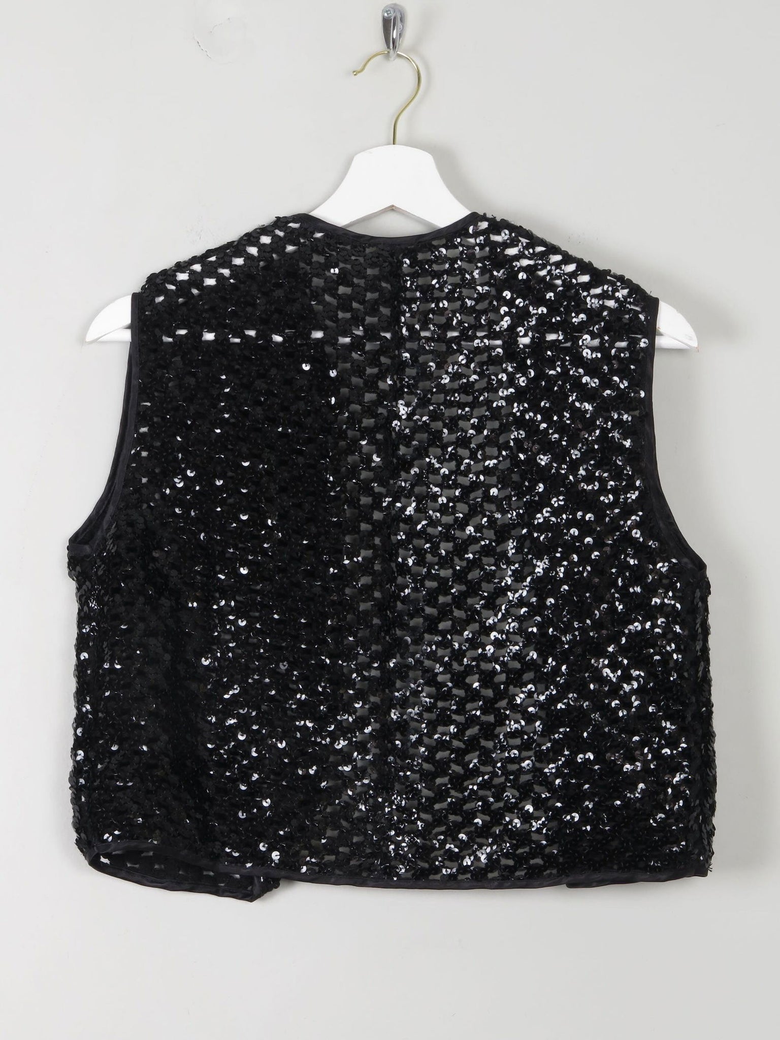 Vintage Black Sequin & Crochet Waistcoat S/M - The Harlequin