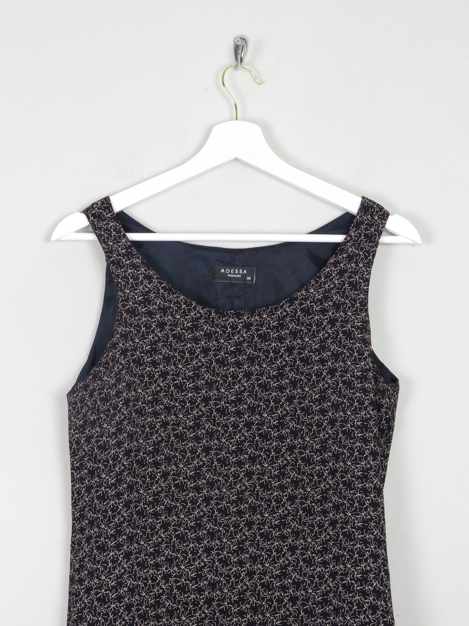 Vintage Black Short Sleeveless  Printed Dress S - The Harlequin