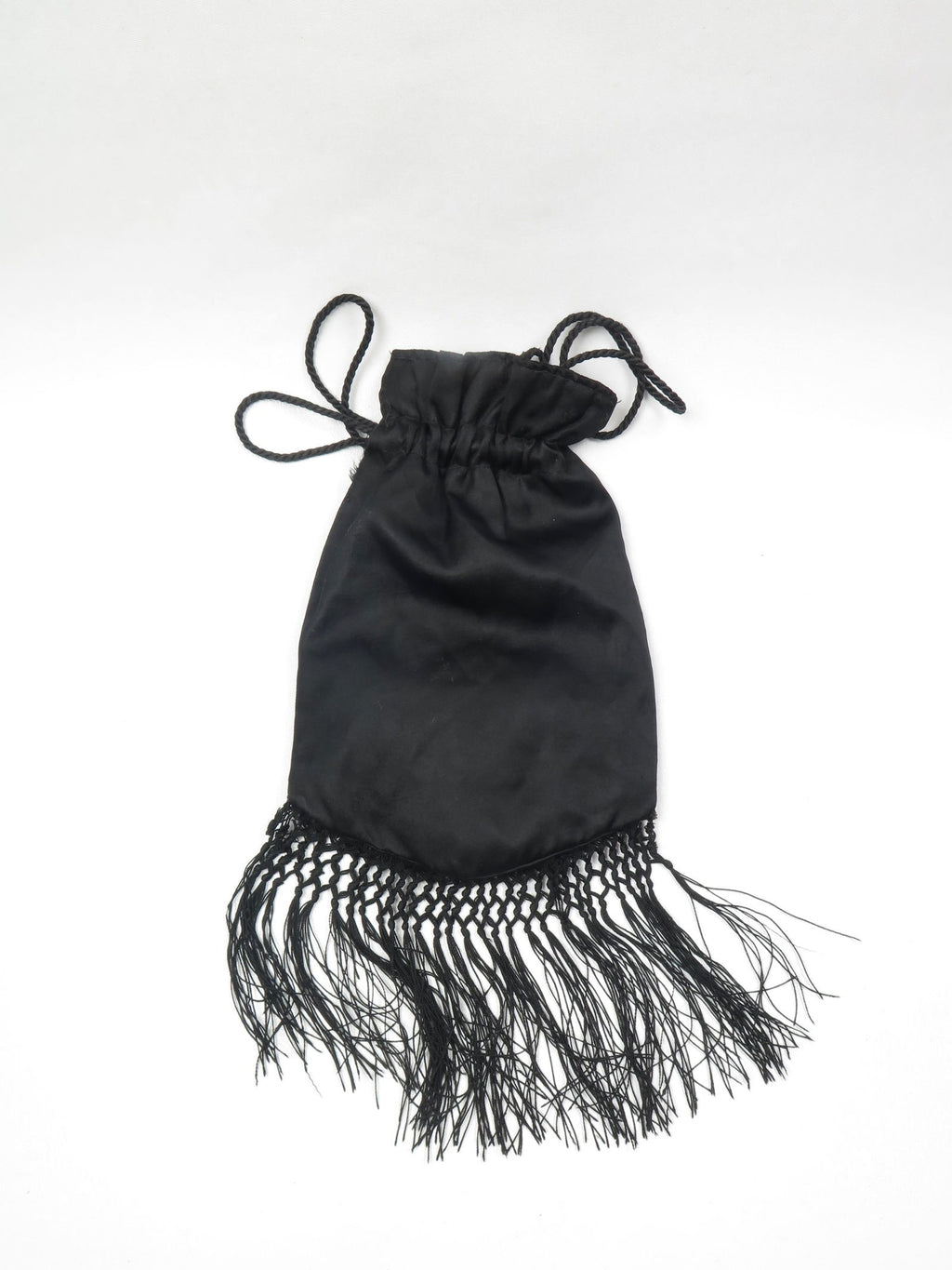 Vintage Black Silk Beggars Pouch Bag - The Harlequin