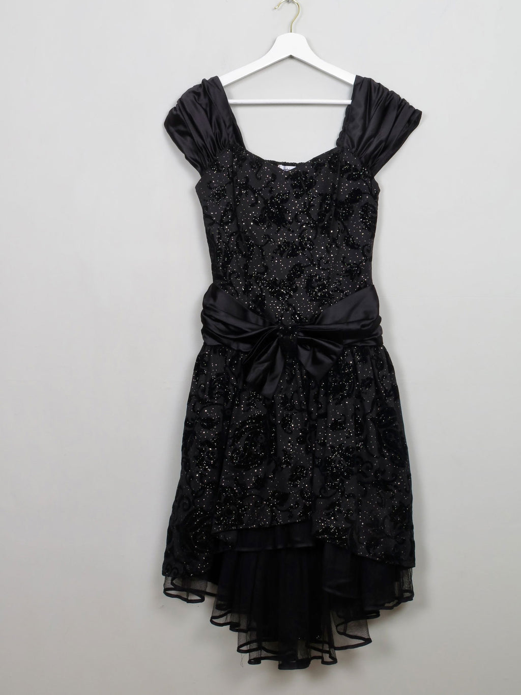 Vintage Black Sparkly 1980s Party Dress S - The Harlequin