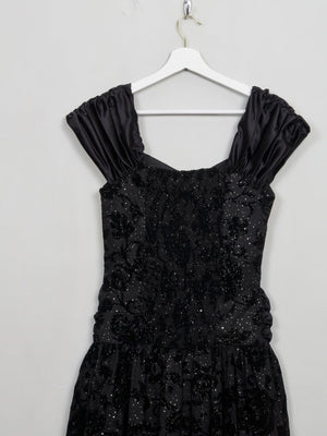 Vintage Black Sparkly 1980s Party Dress S - The Harlequin