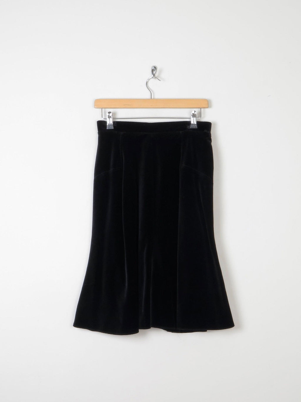 Vintage Black Velvet 1970s Skirt Bias Cut S - The Harlequin