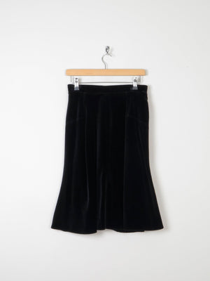 Vintage Black Velvet 1970s Skirt Bias Cut S - The Harlequin
