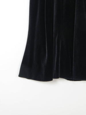 Vintage Black Velvet 1970s Skirt Bias Cut S - The Harlequin