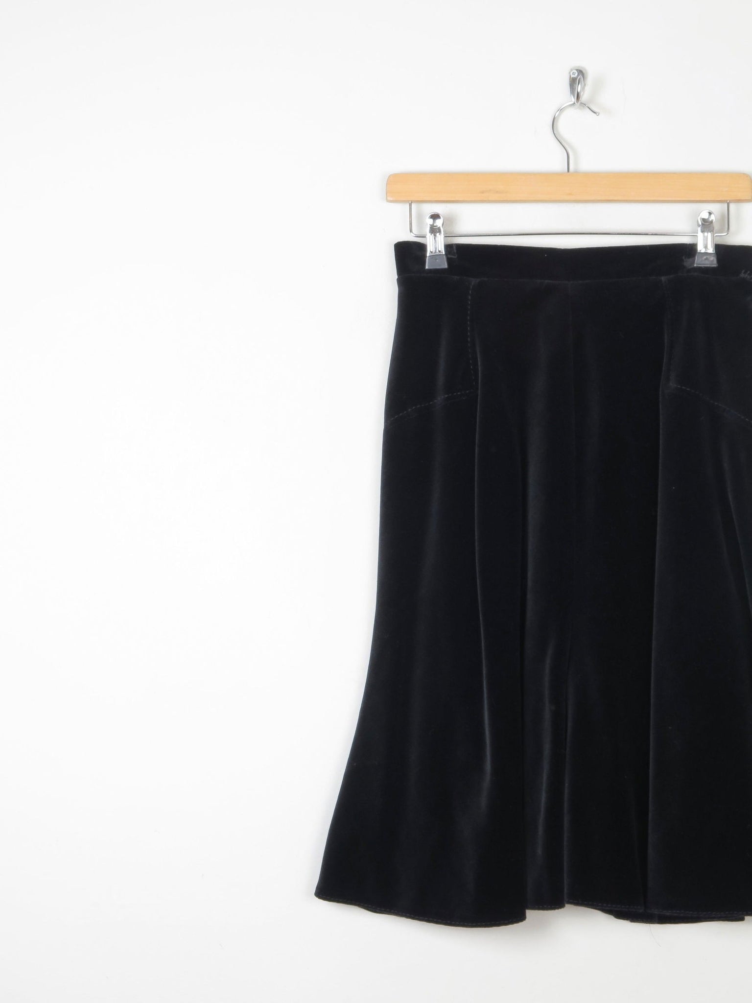 Vintage Black Velvet 1970s Skirt Bias Cut S - The Harlequin