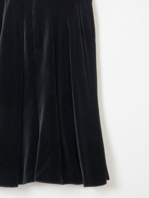 Vintage Black Velvet 1970s Skirt Bias Cut S - The Harlequin