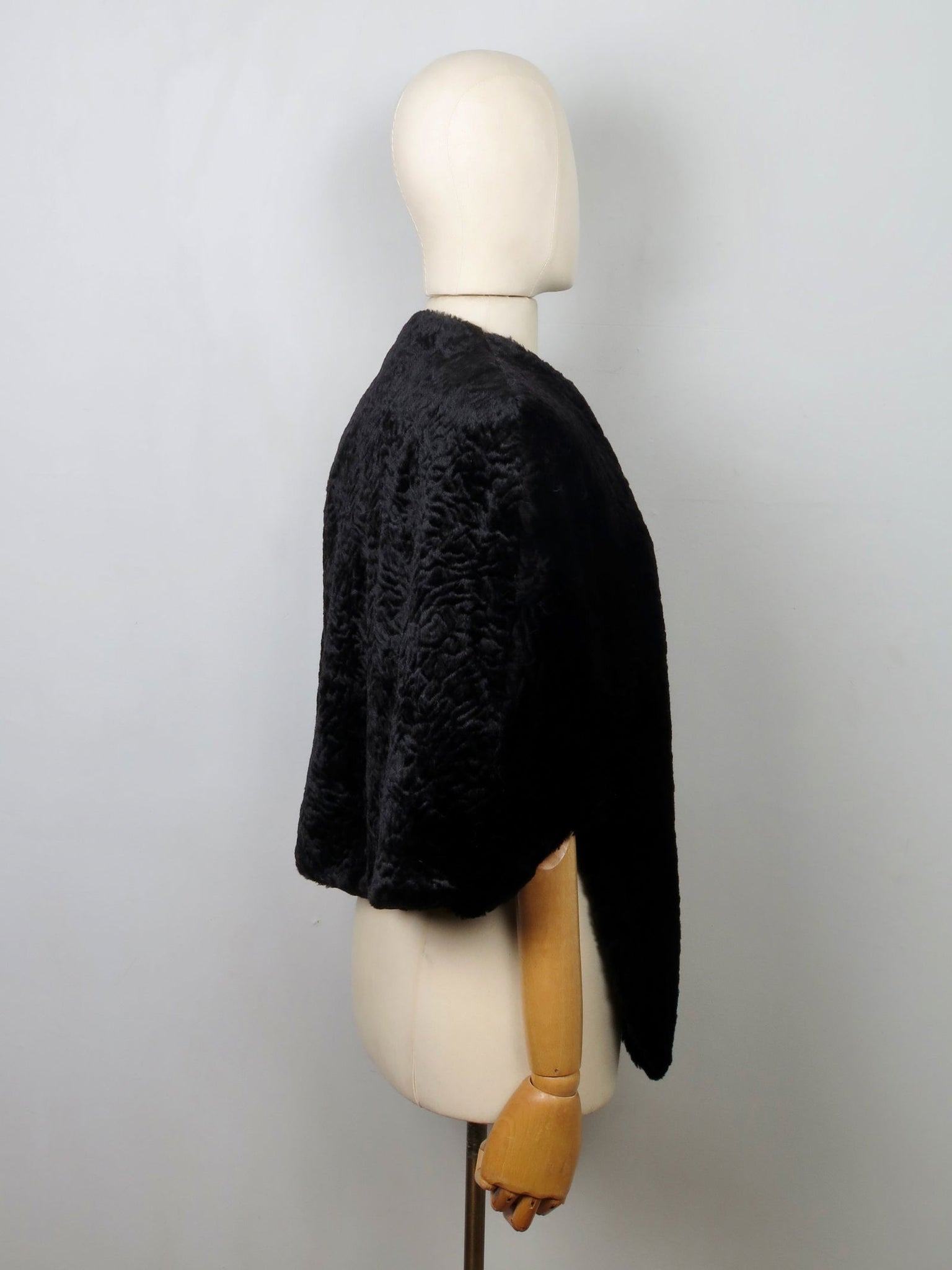 Vintage Black Velvet Cape - The Harlequin
