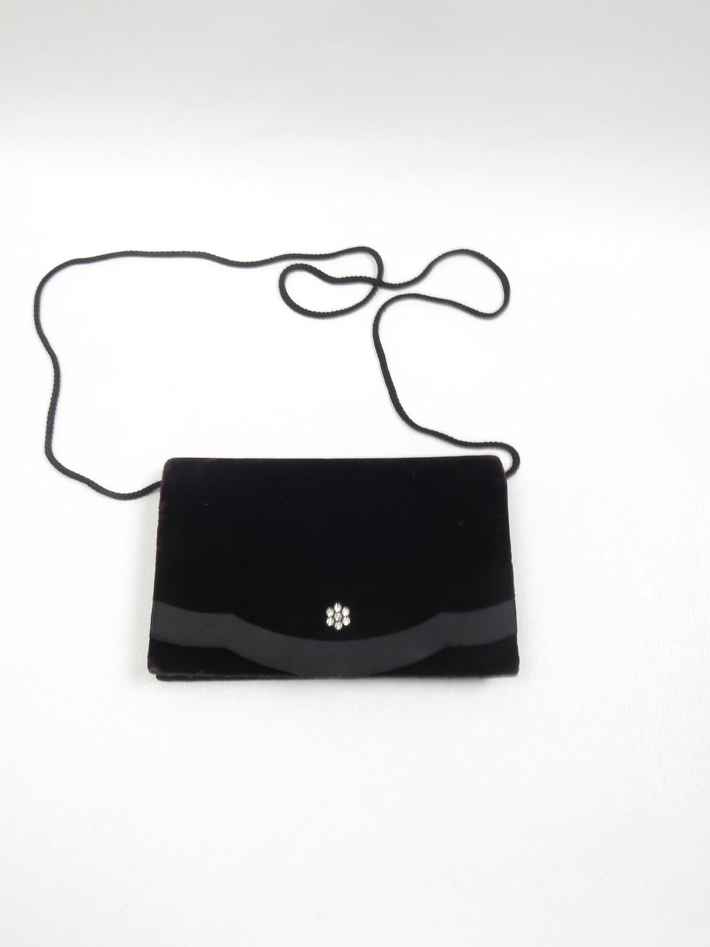 Vintage Black Velvet Evening Bag - The Harlequin