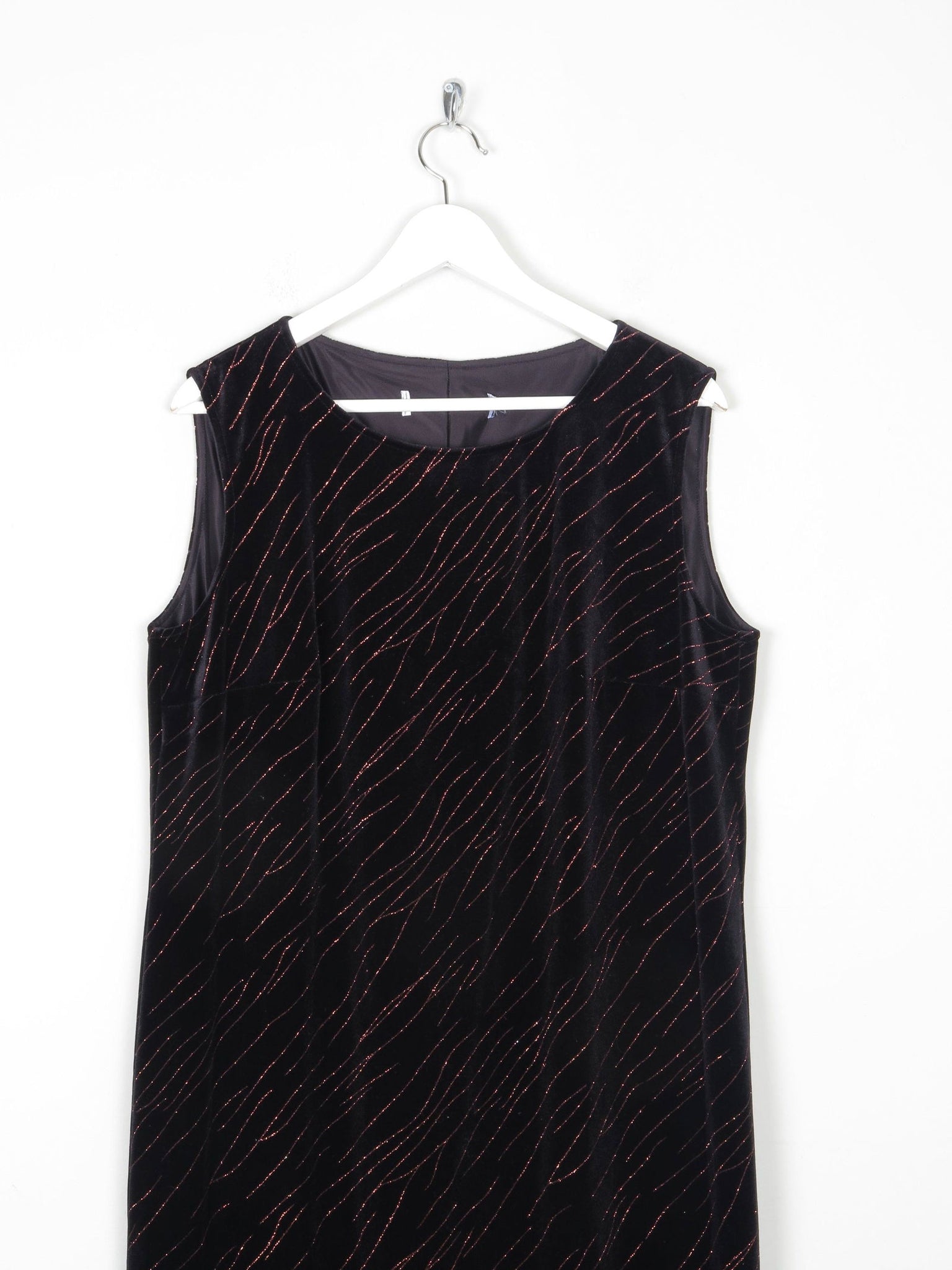 Vintage Black Velvet & Lurex Midi Dress L/XL - The Harlequin