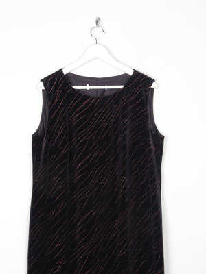 Vintage Black Velvet & Lurex Midi Dress L/XL - The Harlequin