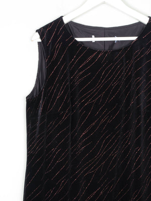 Vintage Black Velvet & Lurex Midi Dress L/XL - The Harlequin