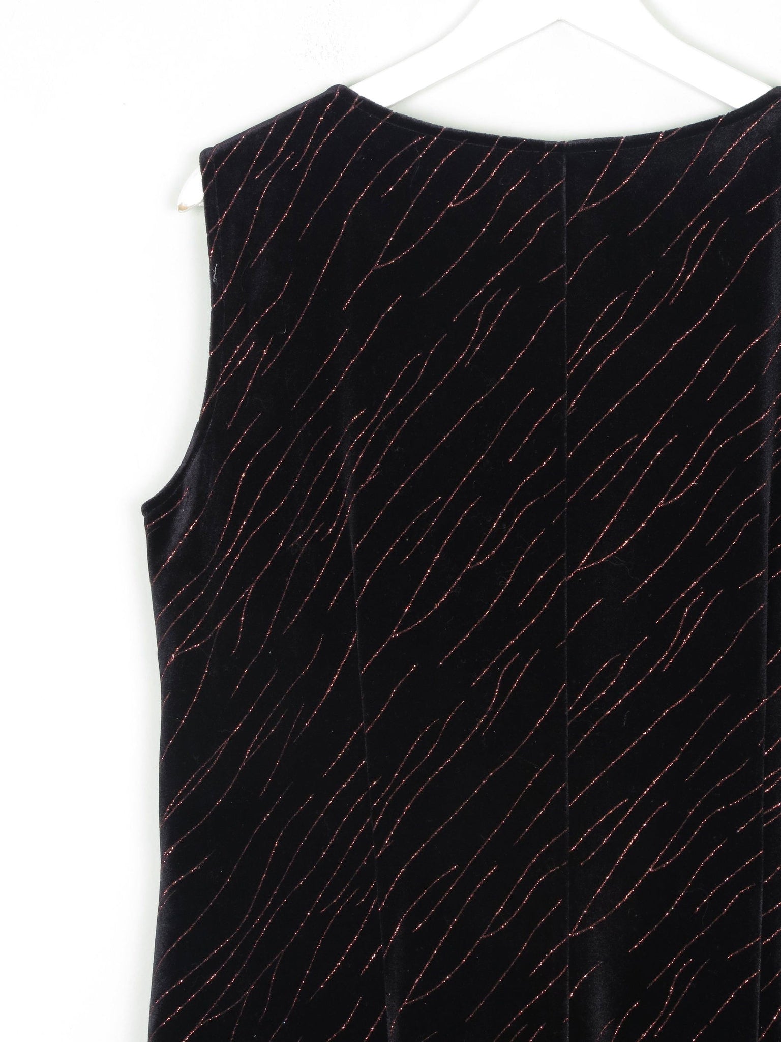 Vintage Black Velvet & Lurex Midi Dress L/XL - The Harlequin