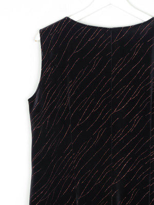 Vintage Black Velvet & Lurex Midi Dress L/XL - The Harlequin