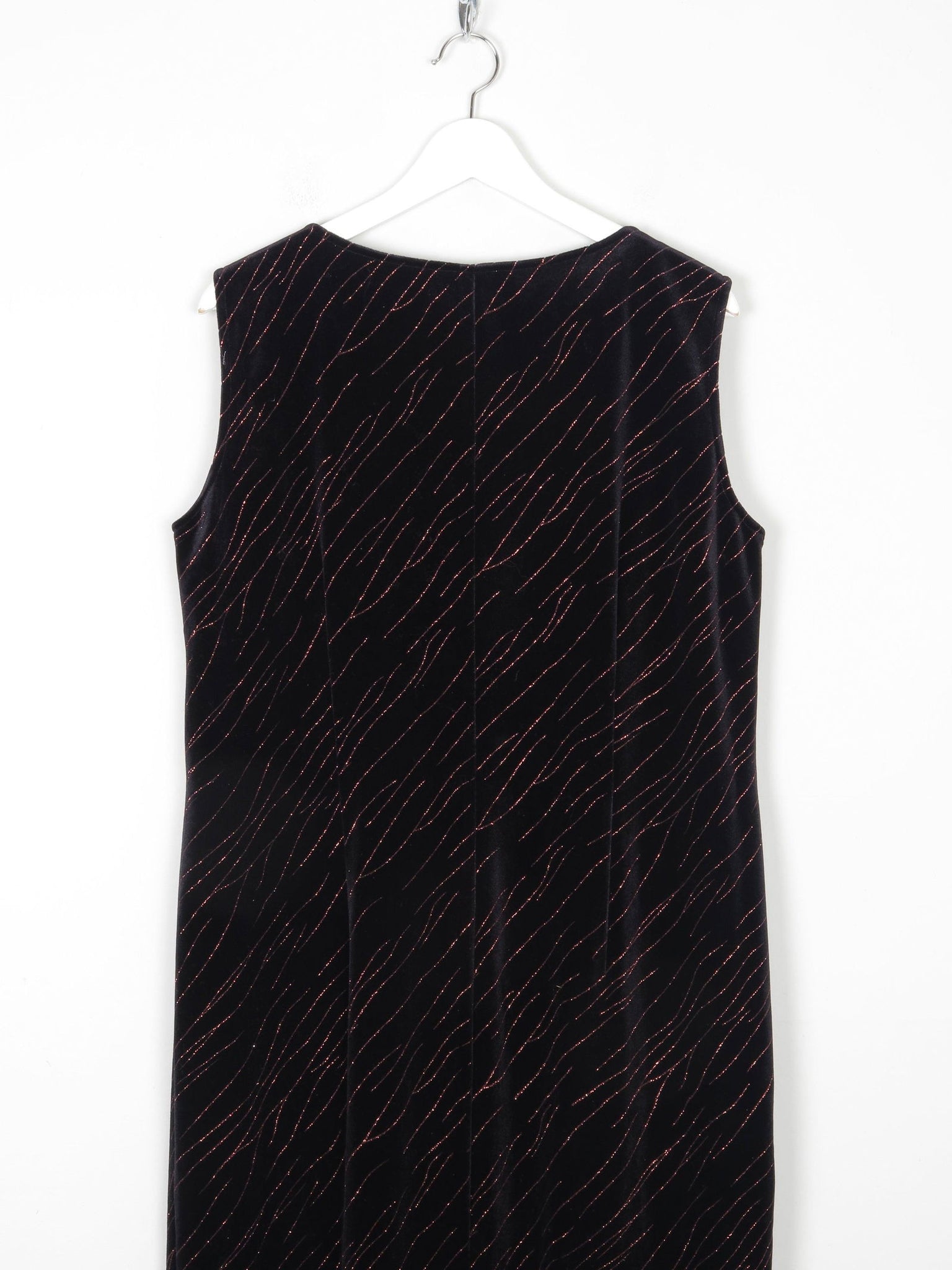Vintage Black Velvet & Lurex Midi Dress L/XL - The Harlequin