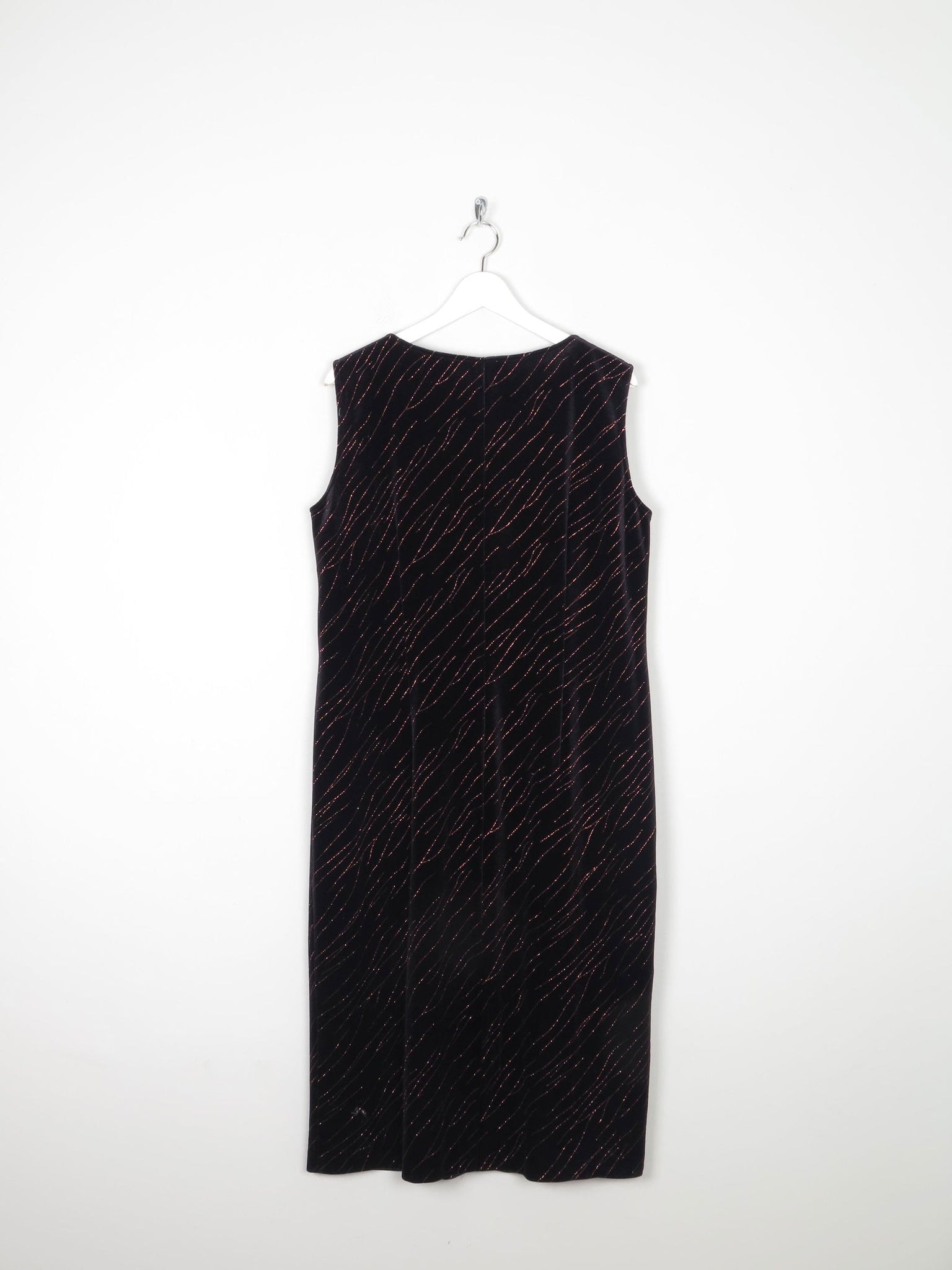 Vintage Black Velvet & Lurex Midi Dress L/XL - The Harlequin