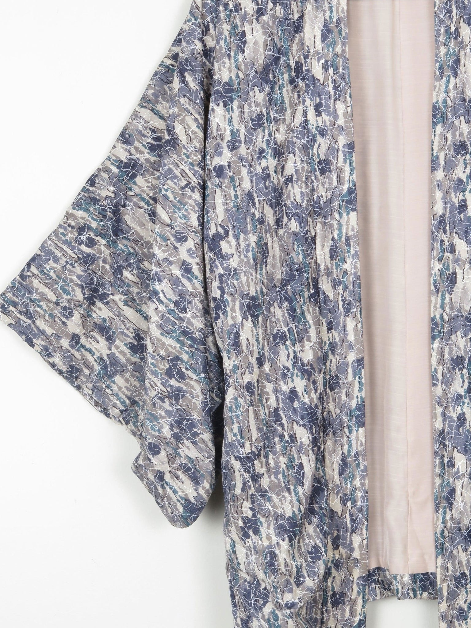 Vintage Blue/Green & Grey Printed Kimono S/M - The Harlequin