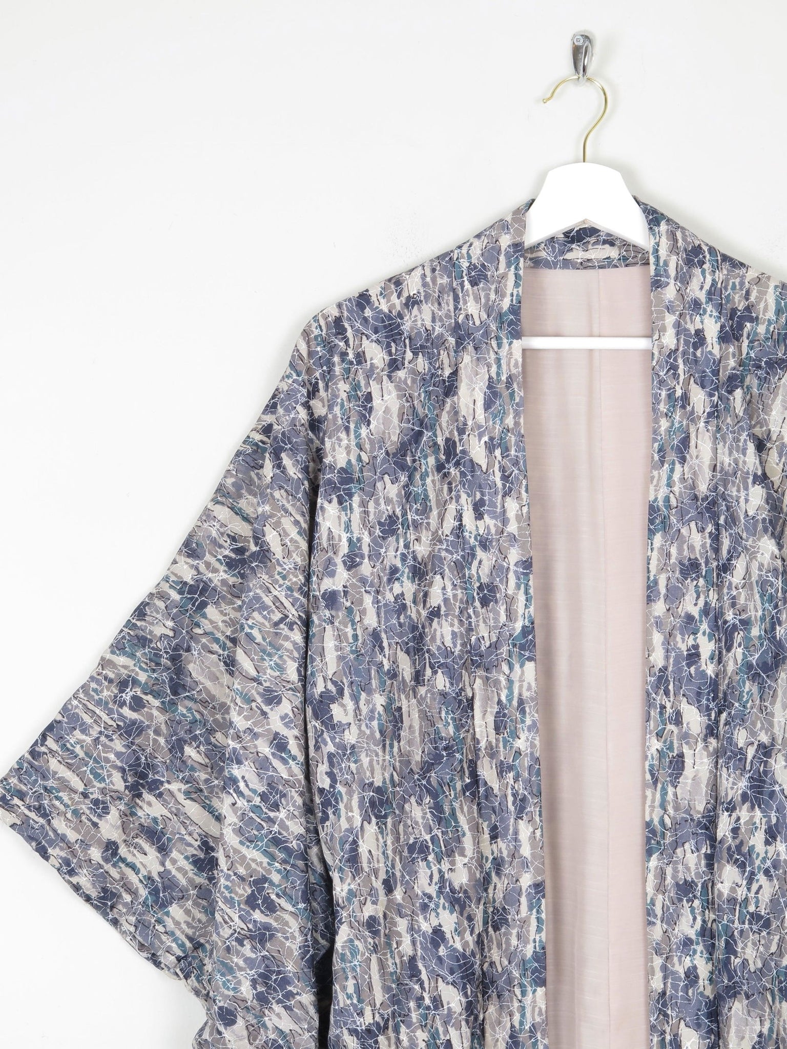 Vintage Blue/Green & Grey Printed Kimono S/M - The Harlequin