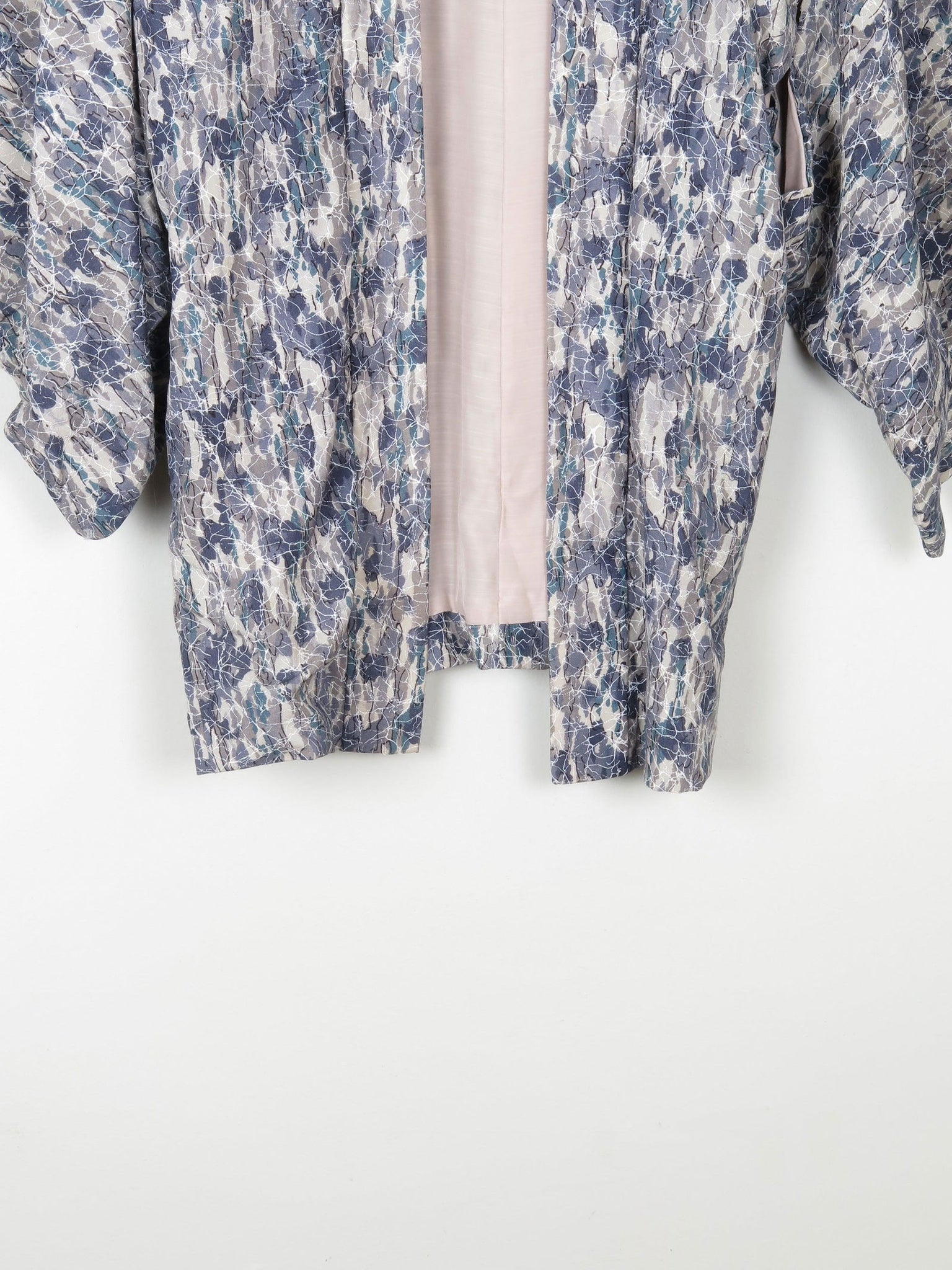 Vintage Blue/Green & Grey Printed Kimono S/M - The Harlequin
