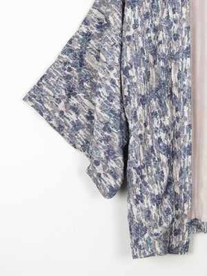 Vintage Blue/Green & Grey Printed Kimono S/M - The Harlequin
