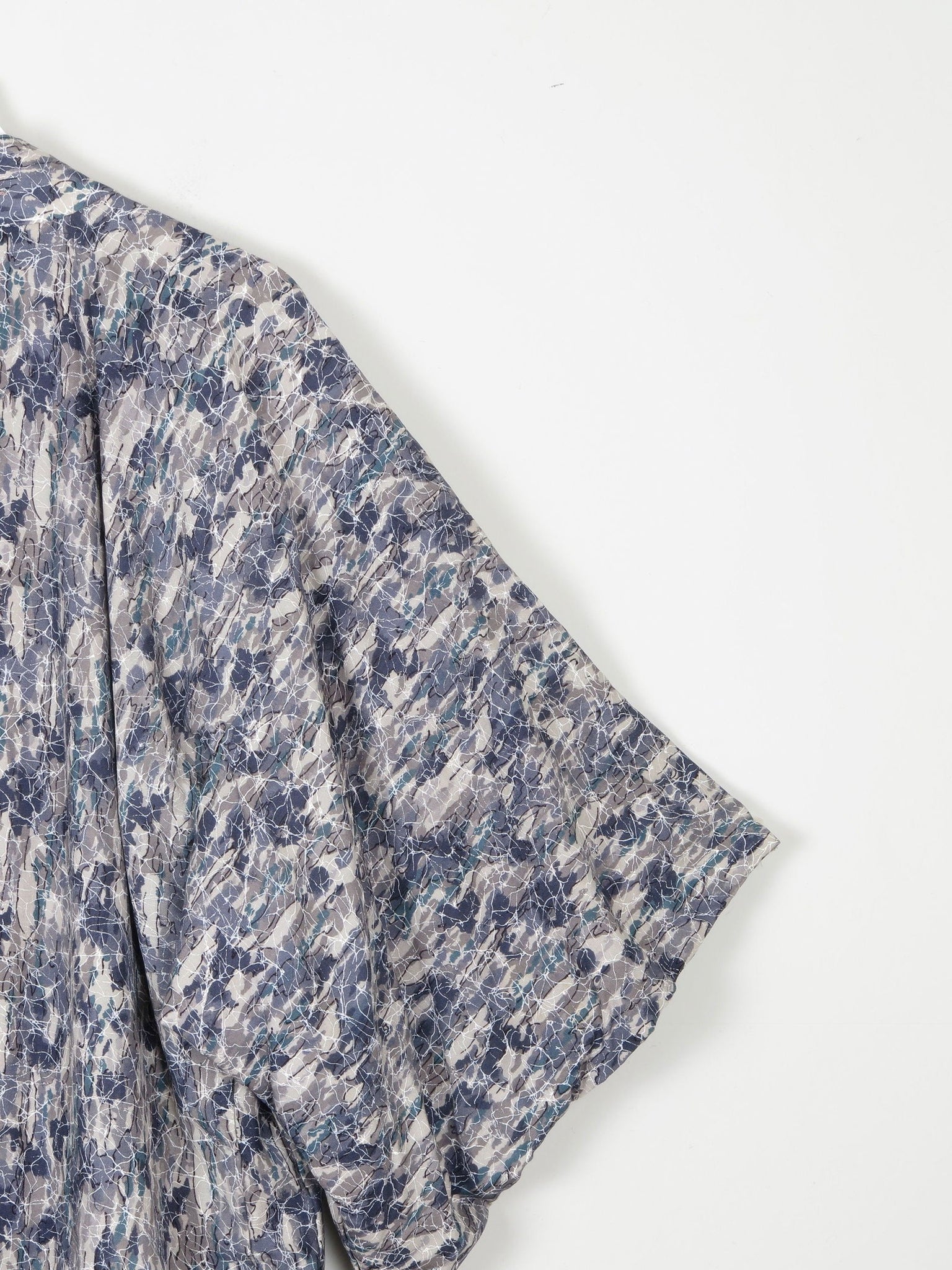 Vintage Blue/Green & Grey Printed Kimono S/M - The Harlequin