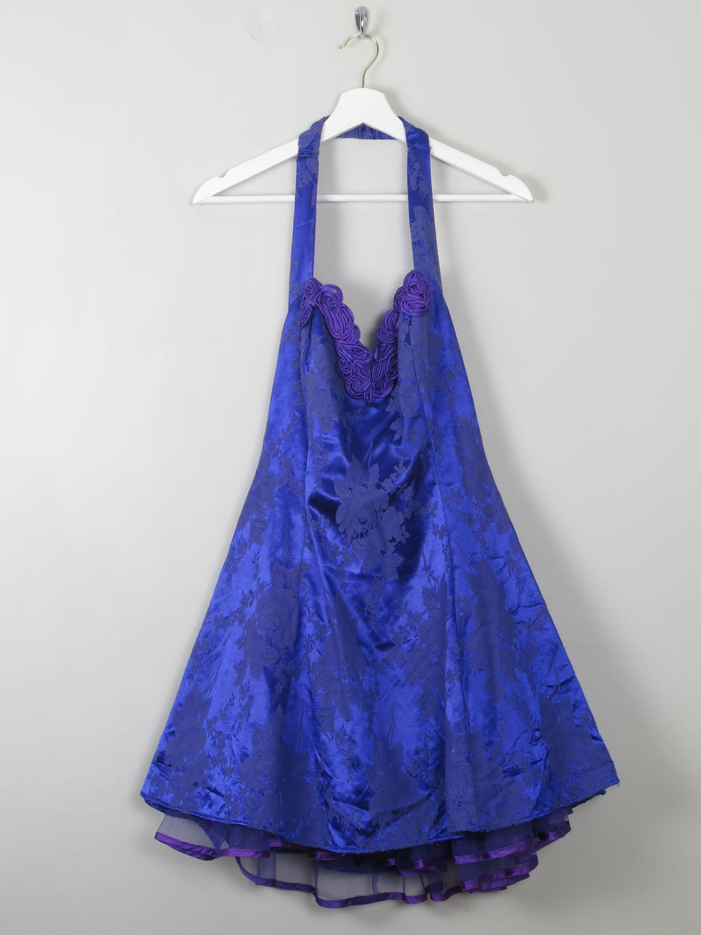 Vintage Blue 80s Prom Style Dress S - The Harlequin