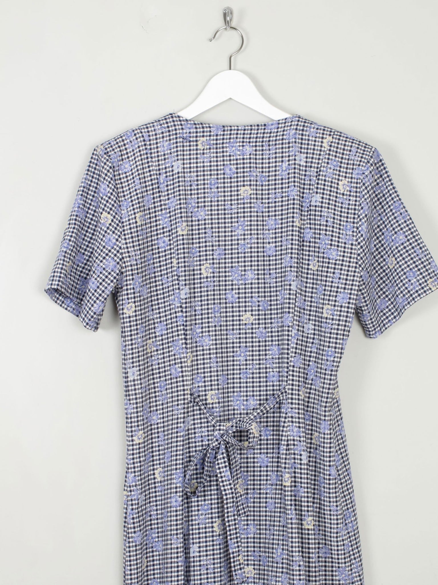 Vintage Blue Check & Floral Dress Midi 10/12 - The Harlequin