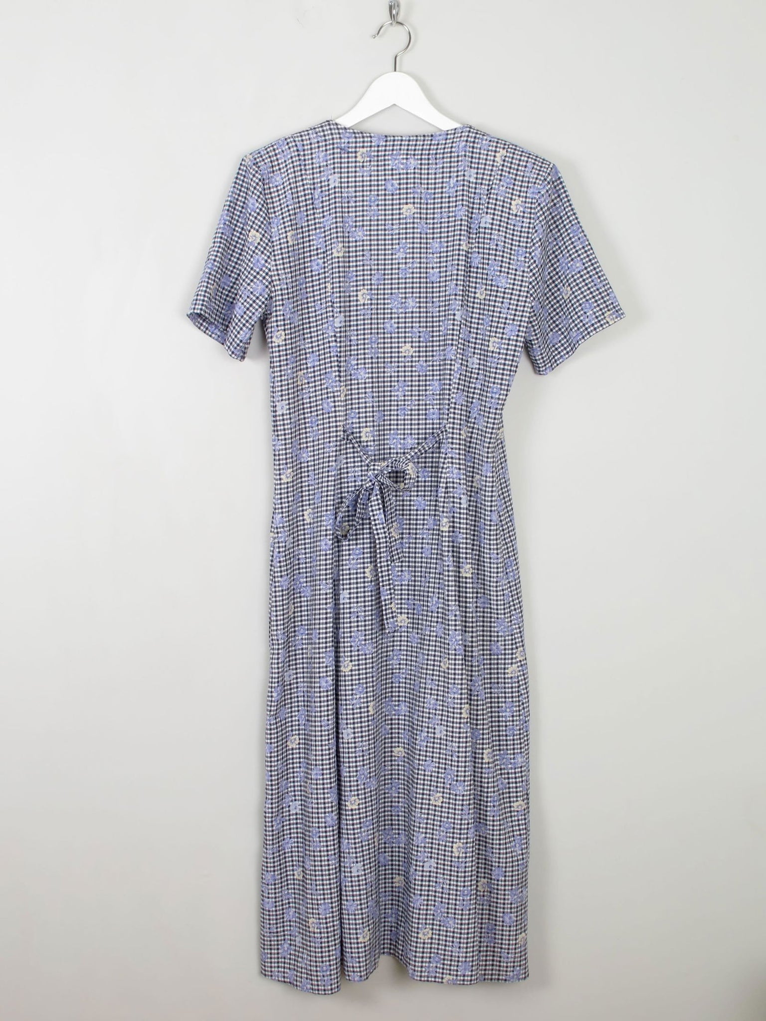 Vintage Blue Check & Floral Dress Midi 10/12 - The Harlequin