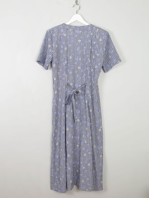 Vintage Blue Check & Floral Dress Midi 10/12 - The Harlequin