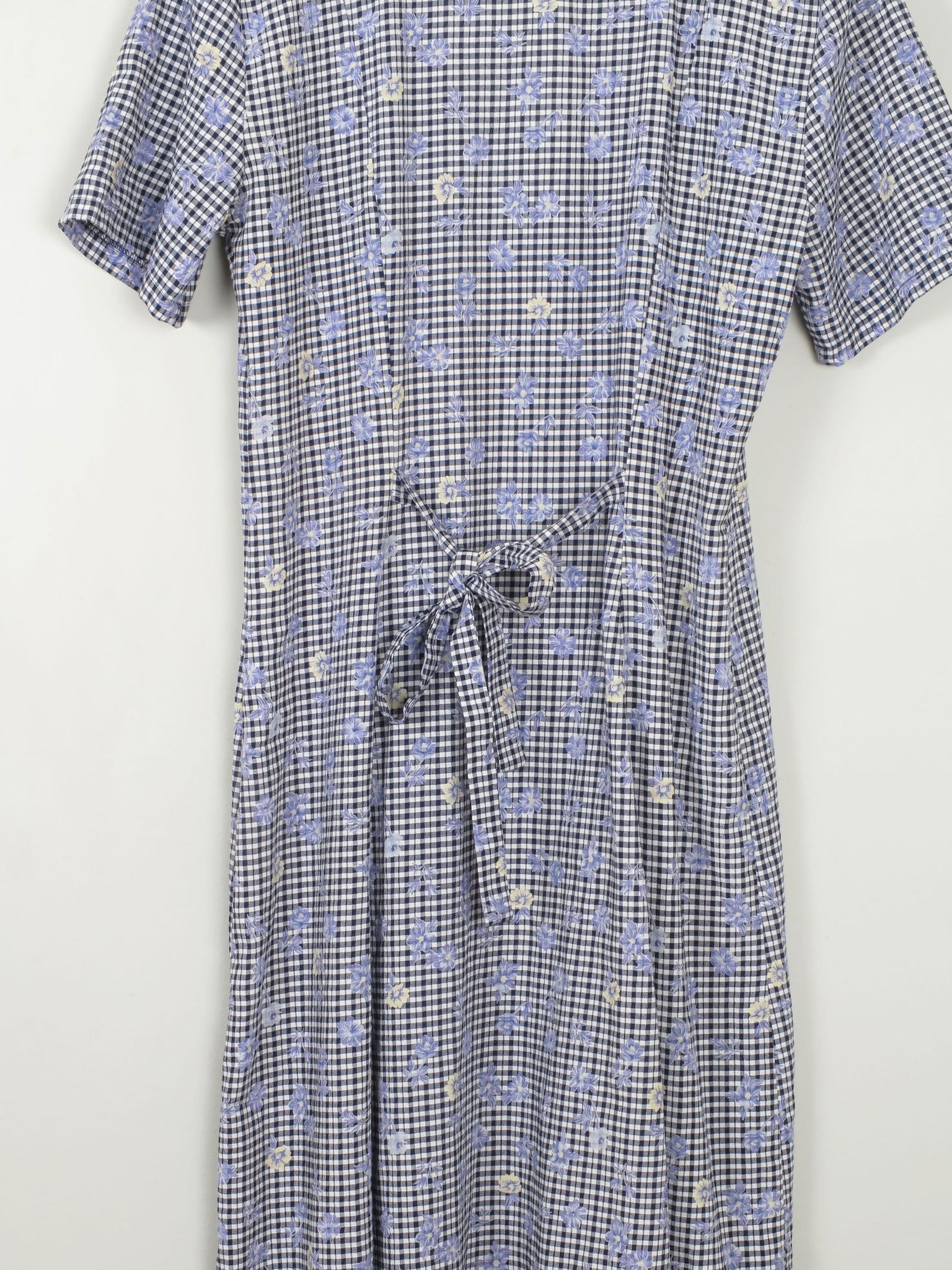 Vintage Blue Check & Floral Dress Midi 10/12 - The Harlequin