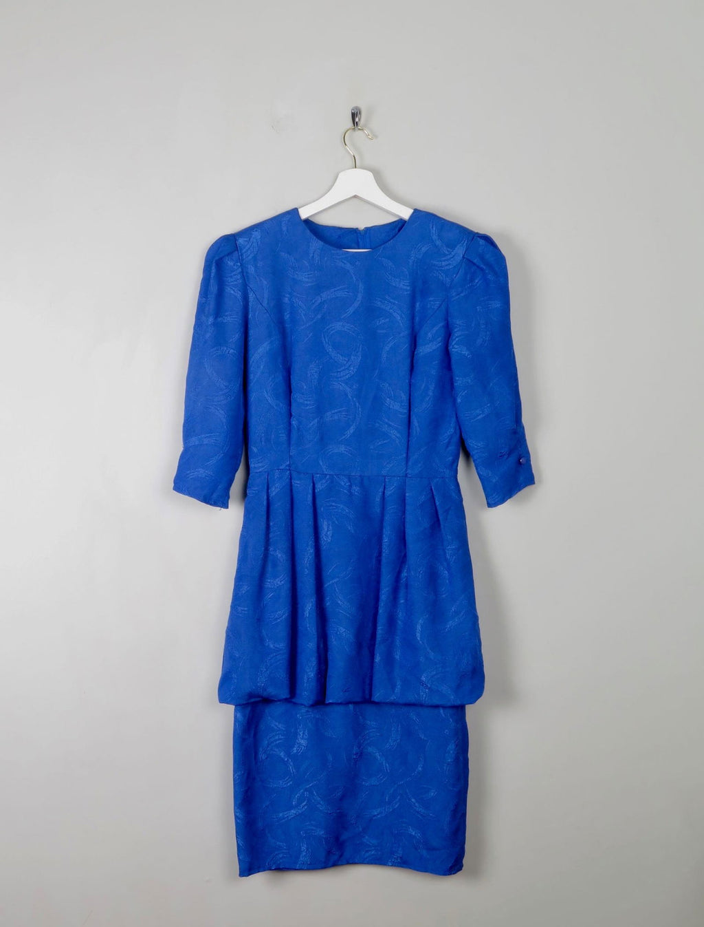 Vintage Blue Dress With Peplum S - The Harlequin