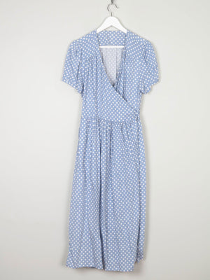 Vintage Blue Polka Dot Wrap Over Midi Dress M/L 12/14 - The Harlequin
