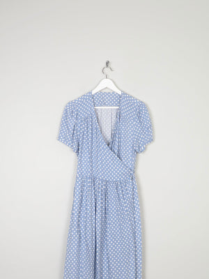 Vintage Blue Polka Dot Wrap Over Midi Dress M/L 12/14 - The Harlequin