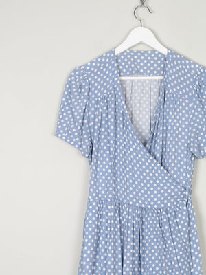 Vintage Blue Polka Dot Wrap Over Midi Dress M/L 12/14 - The Harlequin