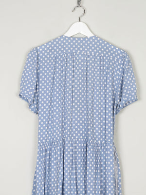 Vintage Blue Polka Dot Wrap Over Midi Dress M/L 12/14 - The Harlequin