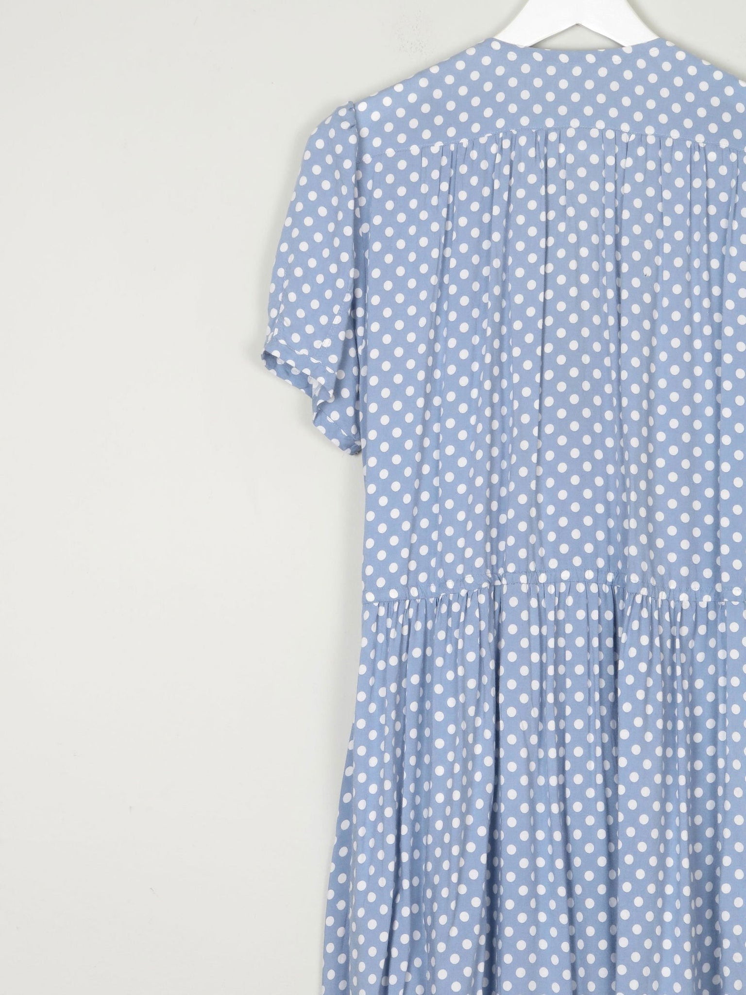 Vintage Blue Polka Dot Wrap Over Midi Dress M/L 12/14 - The Harlequin