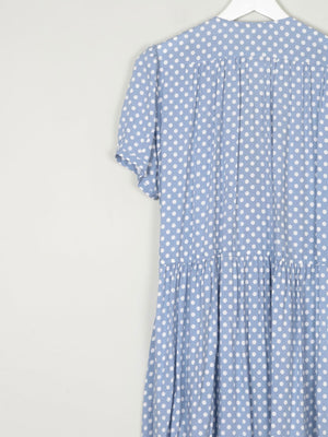 Vintage Blue Polka Dot Wrap Over Midi Dress M/L 12/14 - The Harlequin