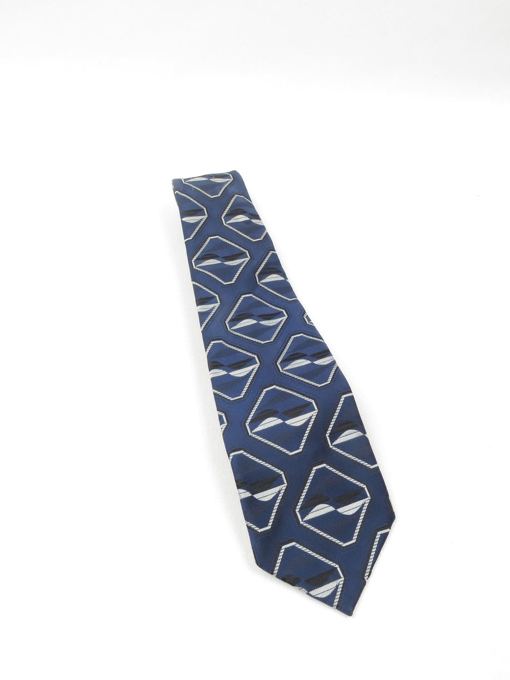 Vintage Blue Printed Necktie - The Harlequin
