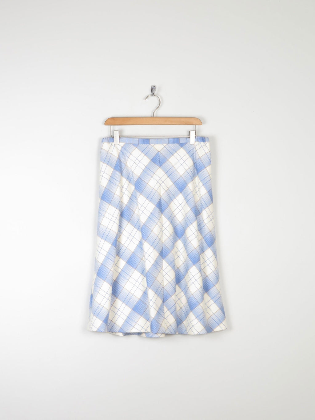 Vintage Blue & White Check Knee Length Skirt 31W - The Harlequin