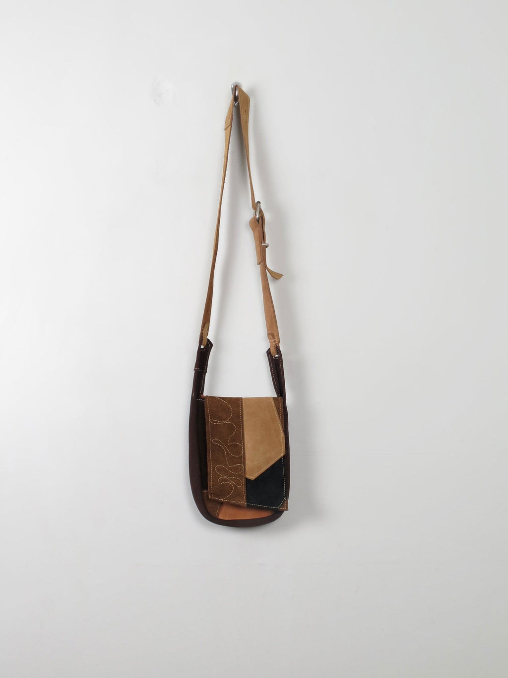 Vintage Brown & Beige Suede Cross Body - The Harlequin