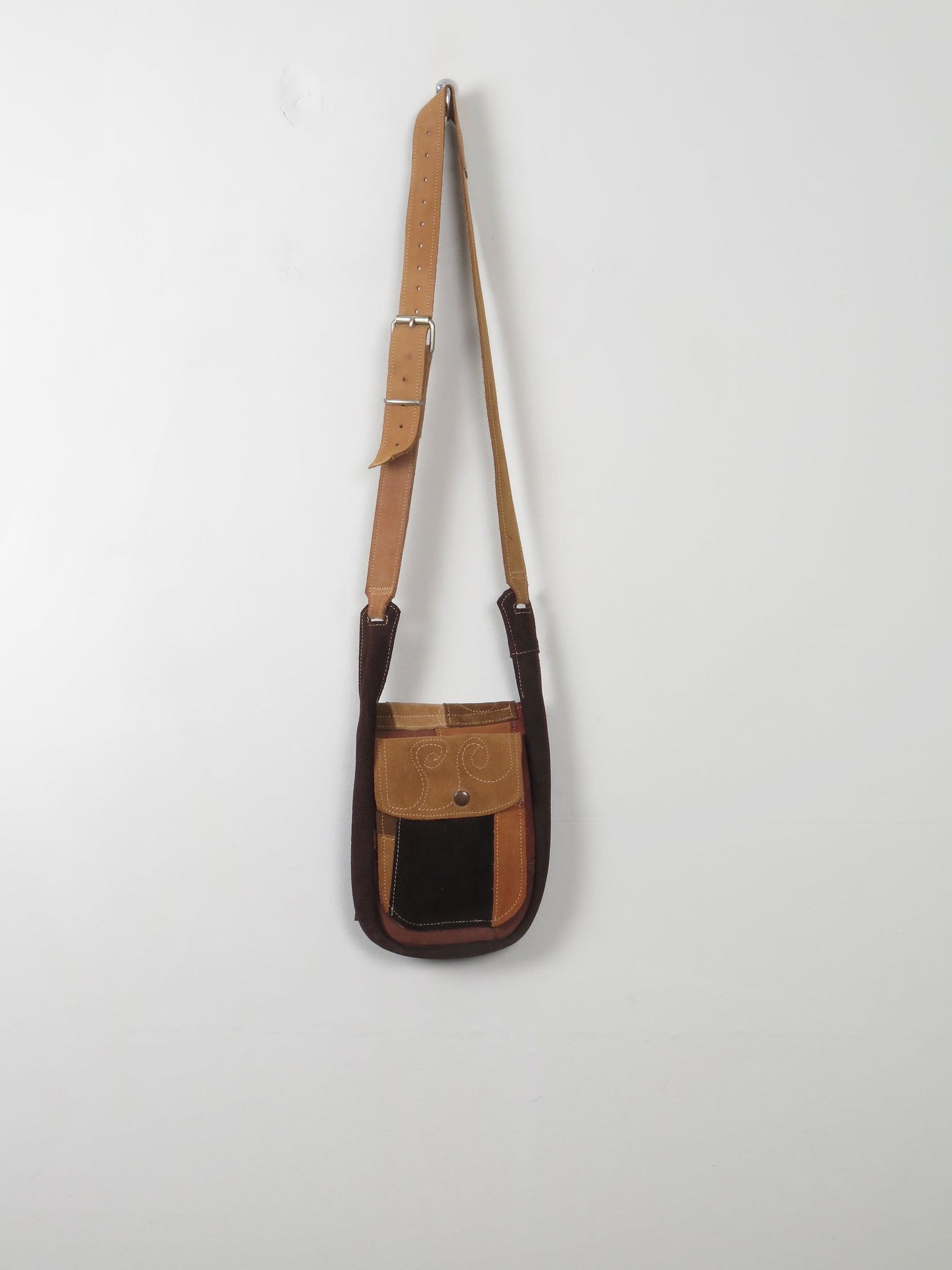 Vintage Brown & Beige Suede Cross Body - The Harlequin