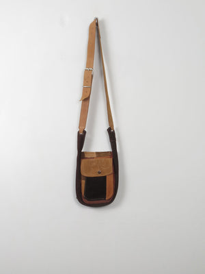 Vintage Brown & Beige Suede Cross Body - The Harlequin