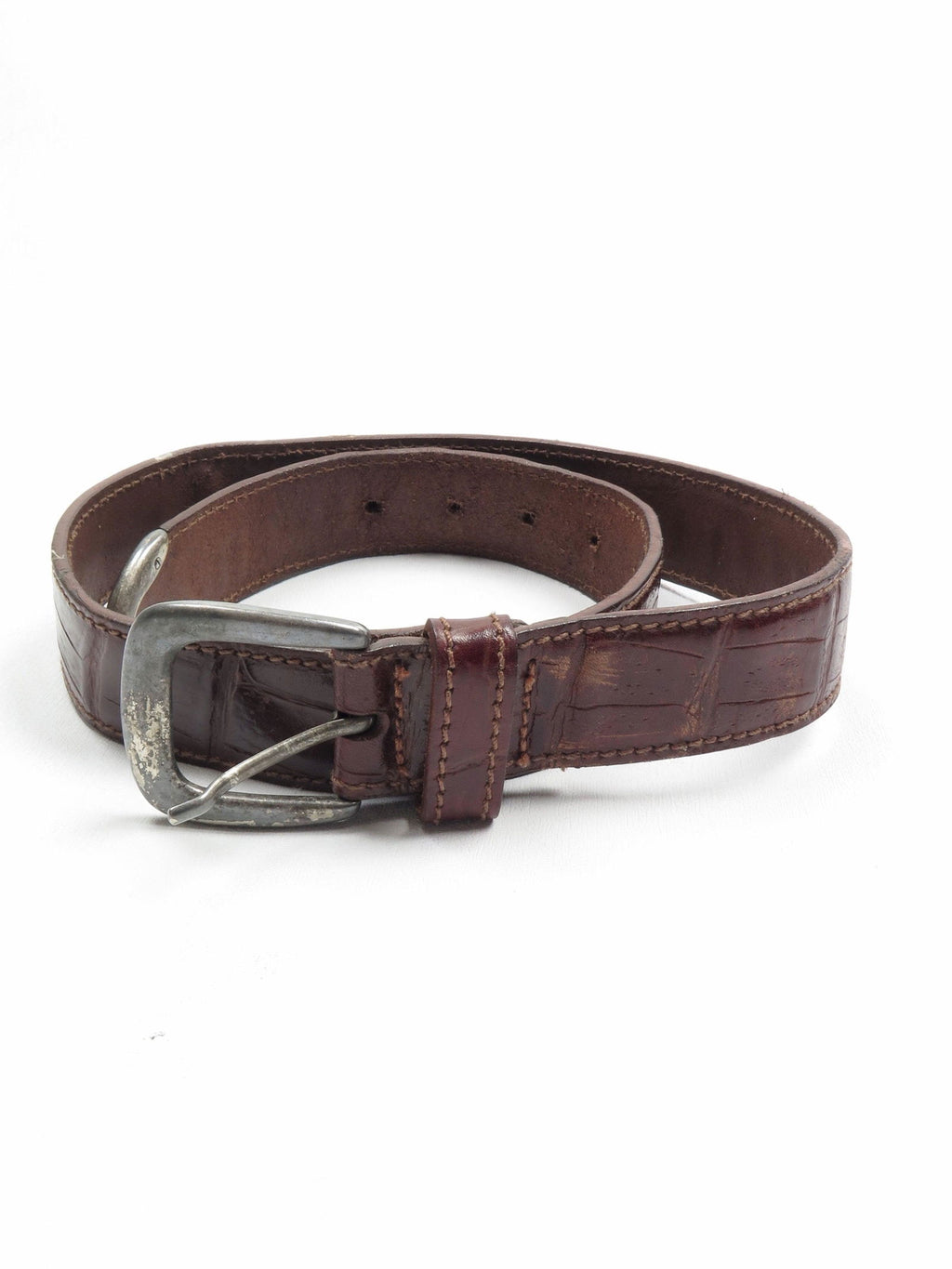 Vintage Brown Leather Belt Espirt Mock Crock S - The Harlequin