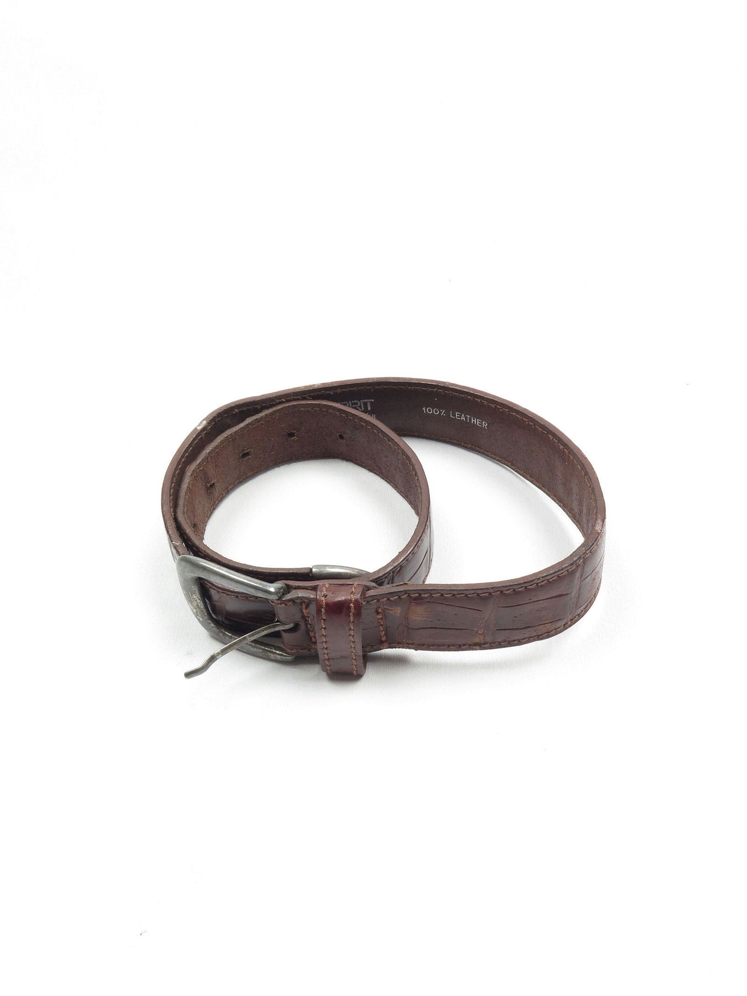 Vintage Brown Leather Belt Espirt Mock Crock S - The Harlequin